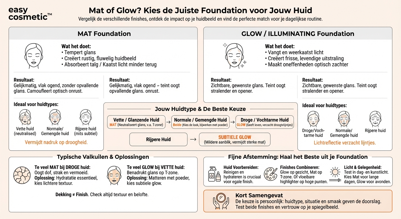 Wat zijn de verschillen tussen matterende en glow/illuminating foundation en welke is geschikt voor mij?