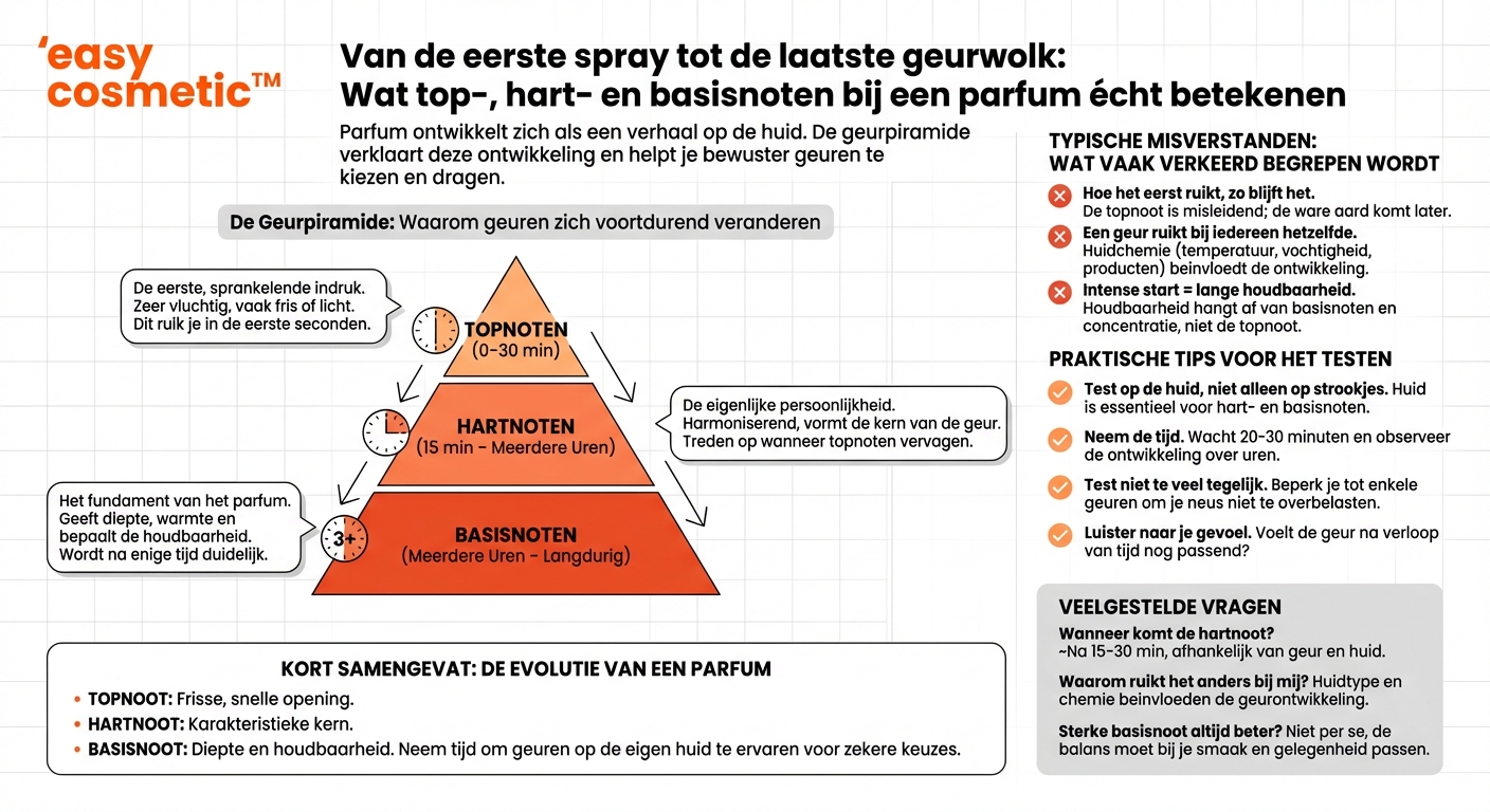 Wat zijn top-, hart- en basisnoten in een geur?