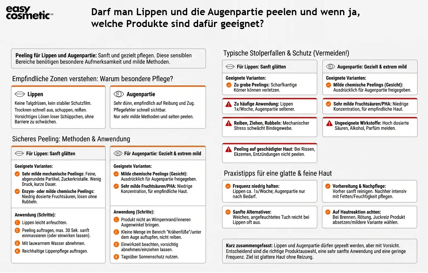 Darf man Lippen und die Augenpartie peelen und wenn ja, welche Produkte sind dafür geeignet?