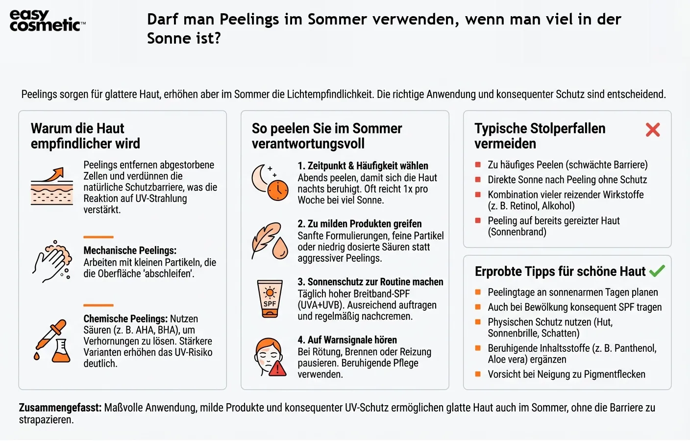 Darf man Peelings im Sommer verwenden, wenn man viel in der Sonne ist?