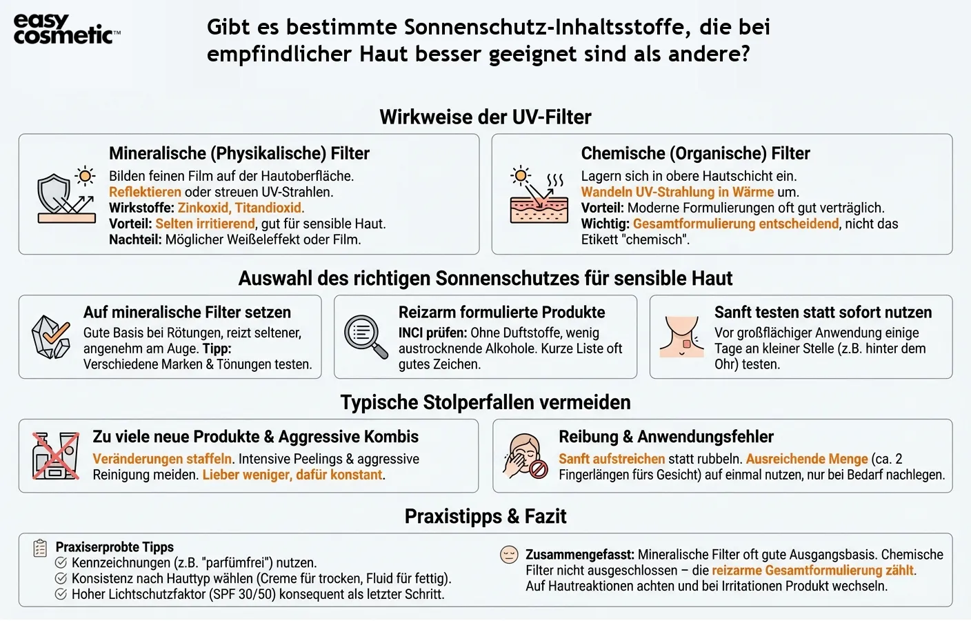 Gibt es bestimmte Sonnenschutz-Inhaltsstoffe, die bei empfindlicher Haut besser geeignet sind als andere?