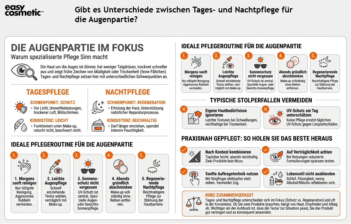 Gibt es Unterschiede zwischen Tages- und Nachtpflege für die Augenpartie?