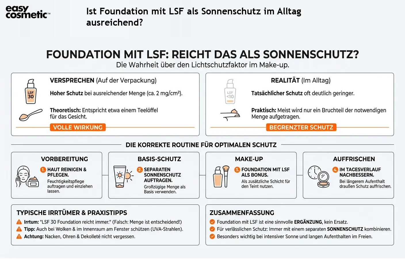 Ist Foundation mit LSF als Sonnenschutz im Alltag ausreichend?
