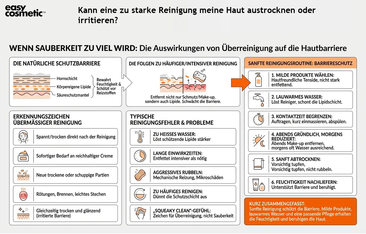 Kann eine zu starke Reinigung meine Haut austrocknen oder irritieren?