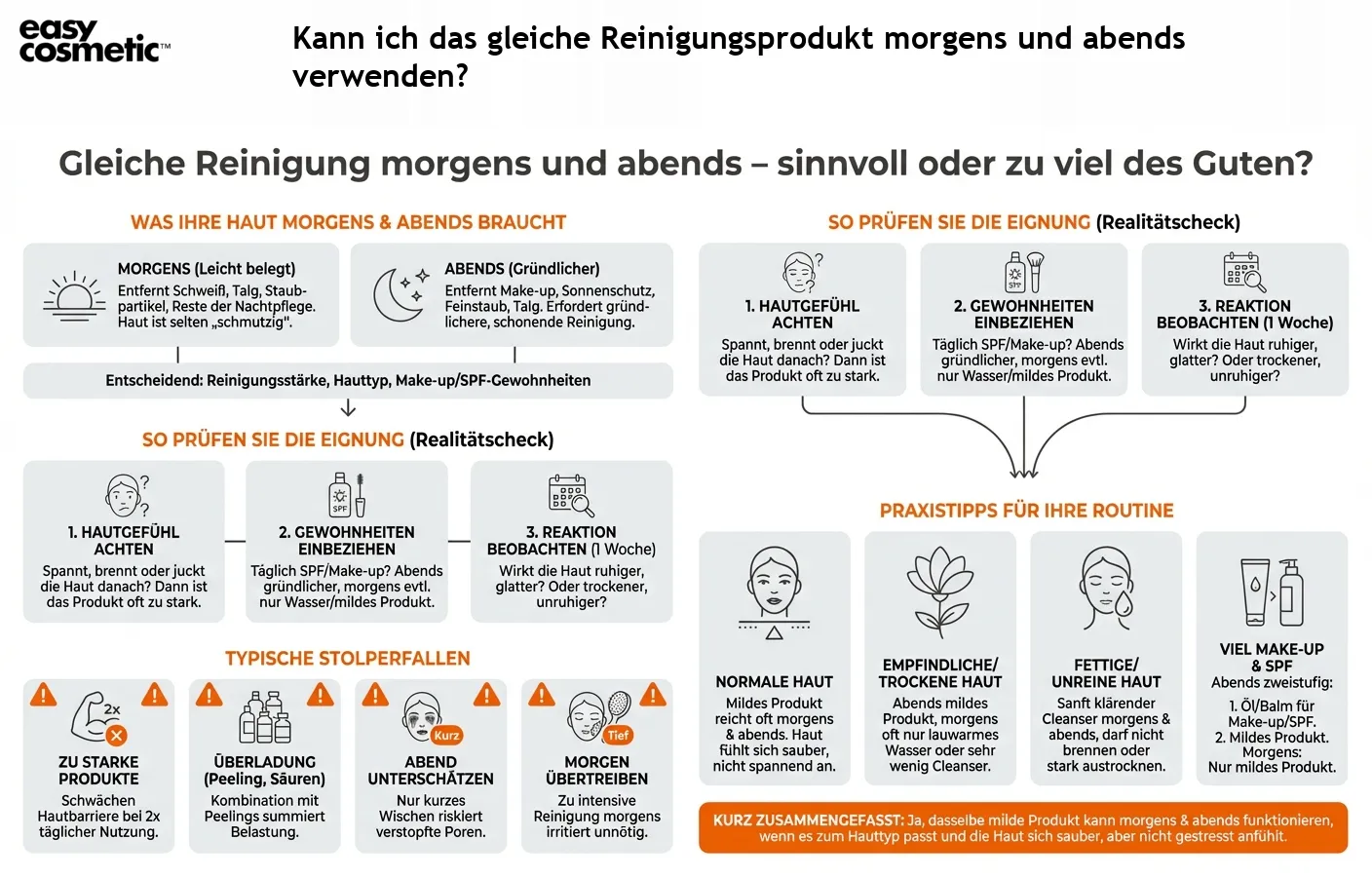 Kann ich das gleiche Reinigungsprodukt morgens und abends verwenden?