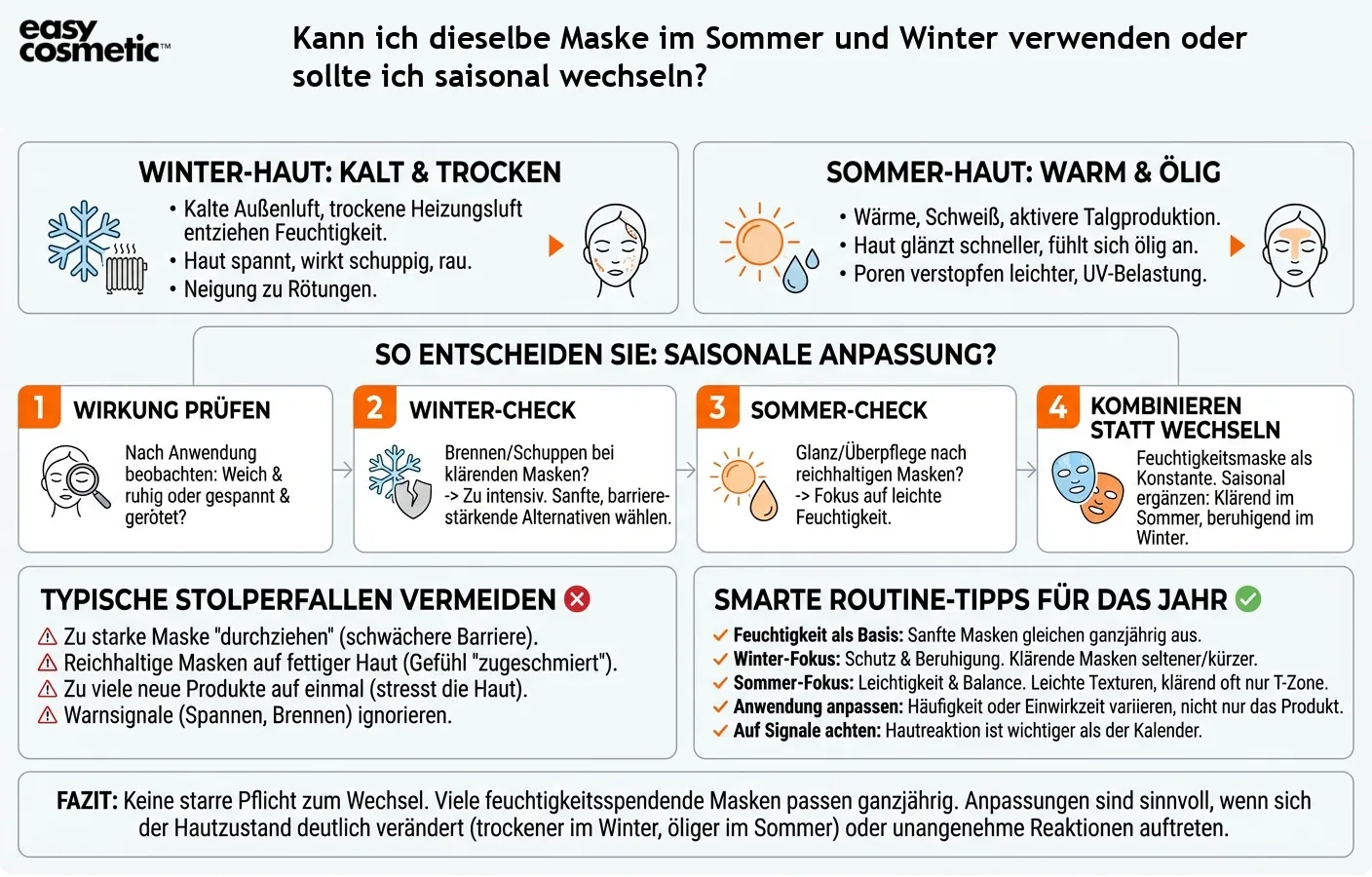 Kann ich dieselbe Maske im Sommer und Winter verwenden oder sollte ich saisonal wechseln?