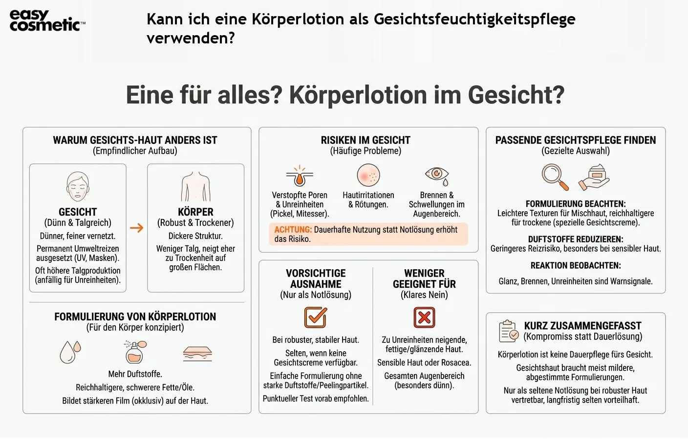 Kann ich eine Körperlotion als Gesichtsfeuchtigkeitspflege verwenden?