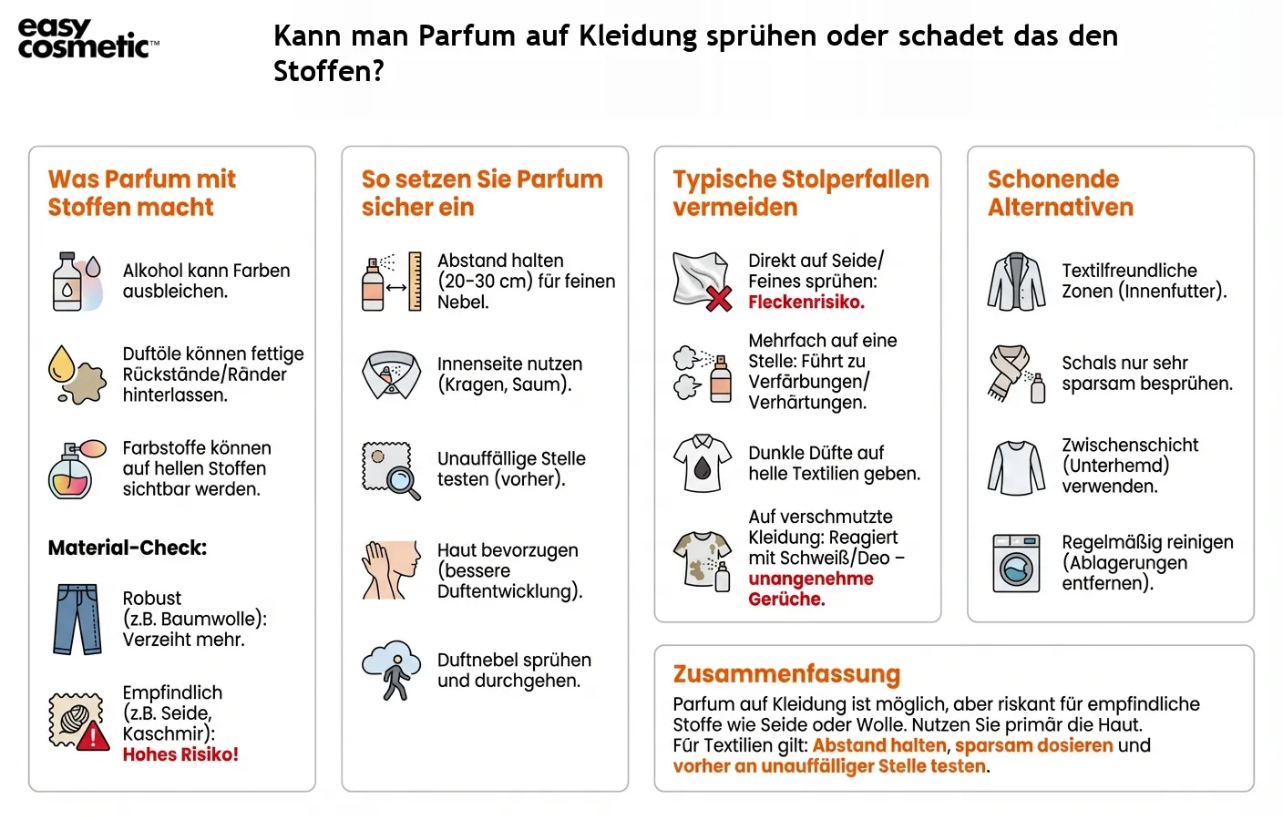 Kann man Parfum auf Kleidung sprühen oder schadet das den Stoffen?