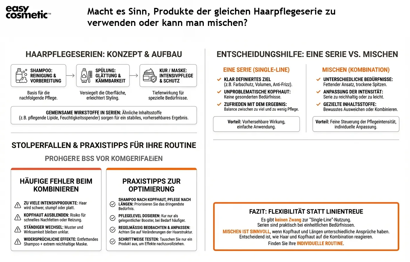 Macht es Sinn, Produkte der gleichen Haarpflegeserie zu verwenden oder kann man mischen?