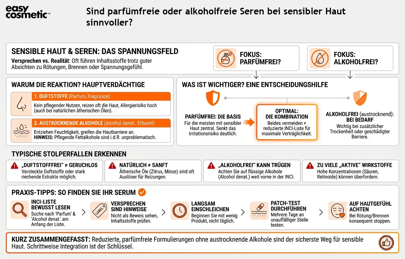 Sind parfümfreie oder alkoholfreie Seren bei sensibler Haut sinnvoller?