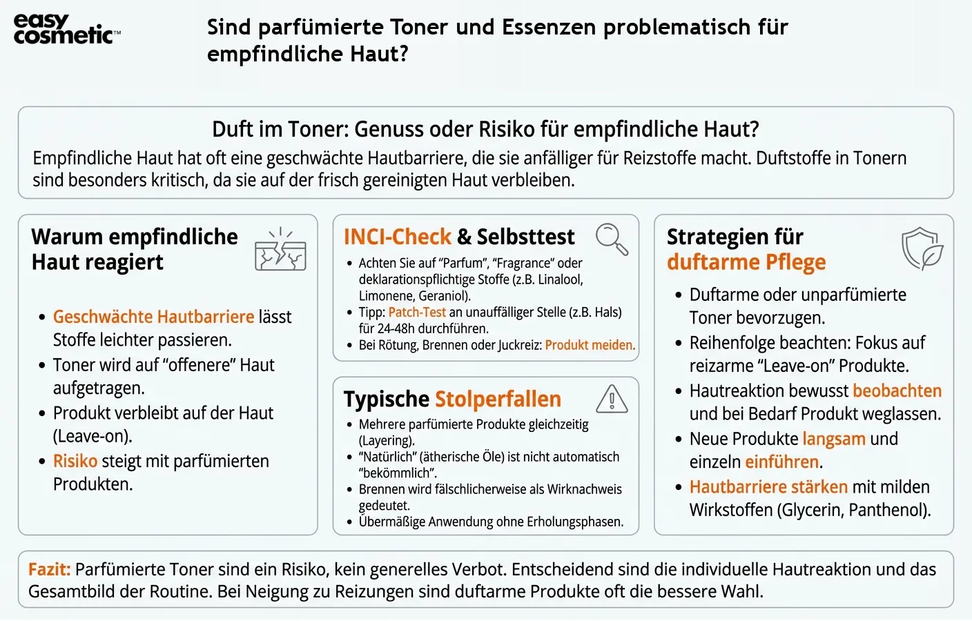 Sind parfümierte Toner und Essenzen problematisch für empfindliche Haut?