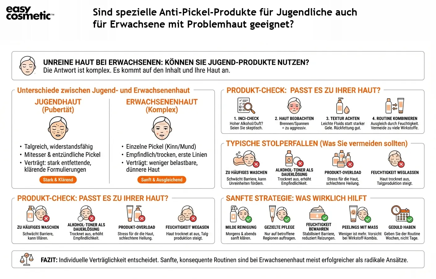 Sind spezielle Anti-Pickel-Produkte für Jugendliche auch für Erwachsene mit Problemhaut geeignet?