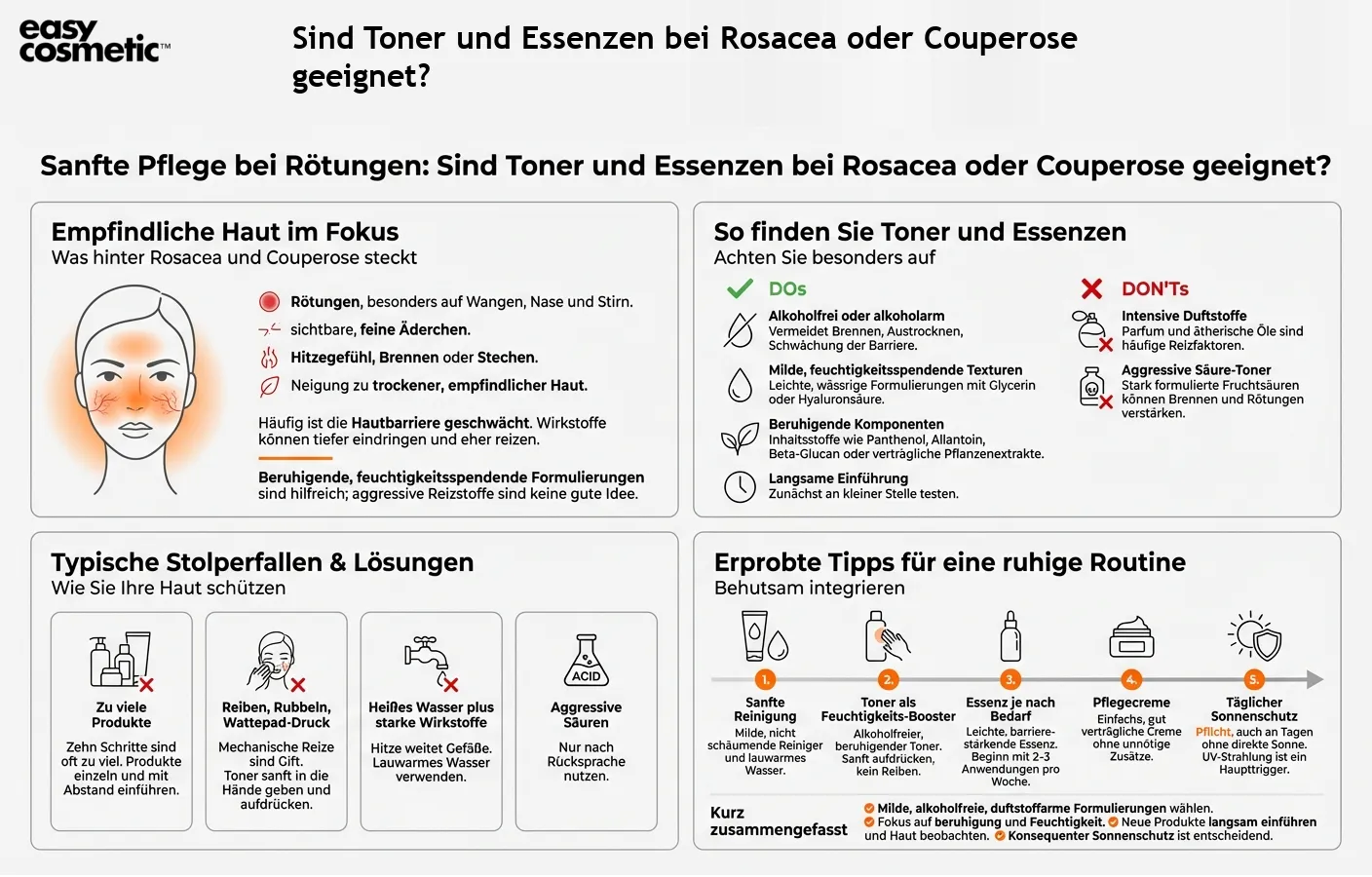 Sind Toner und Essenzen bei Rosacea oder Couperose geeignet?