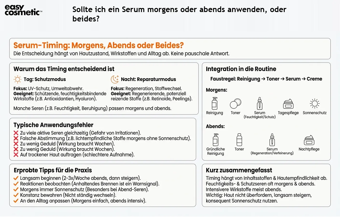 Sollte ich ein Serum morgens oder abends anwenden, oder beides?