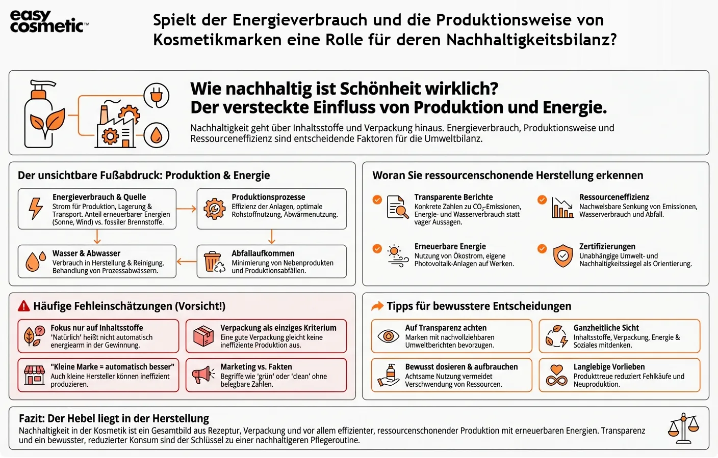 Spielt der Energieverbrauch und die Produktionsweise von Kosmetikmarken eine Rolle für deren Nachhaltigkeitsbilanz?