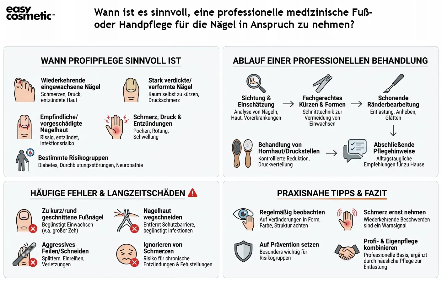 Wann ist es sinnvoll, eine professionelle medizinische Fuß- oder Handpflege für die Nägel in Anspruch zu nehmen?