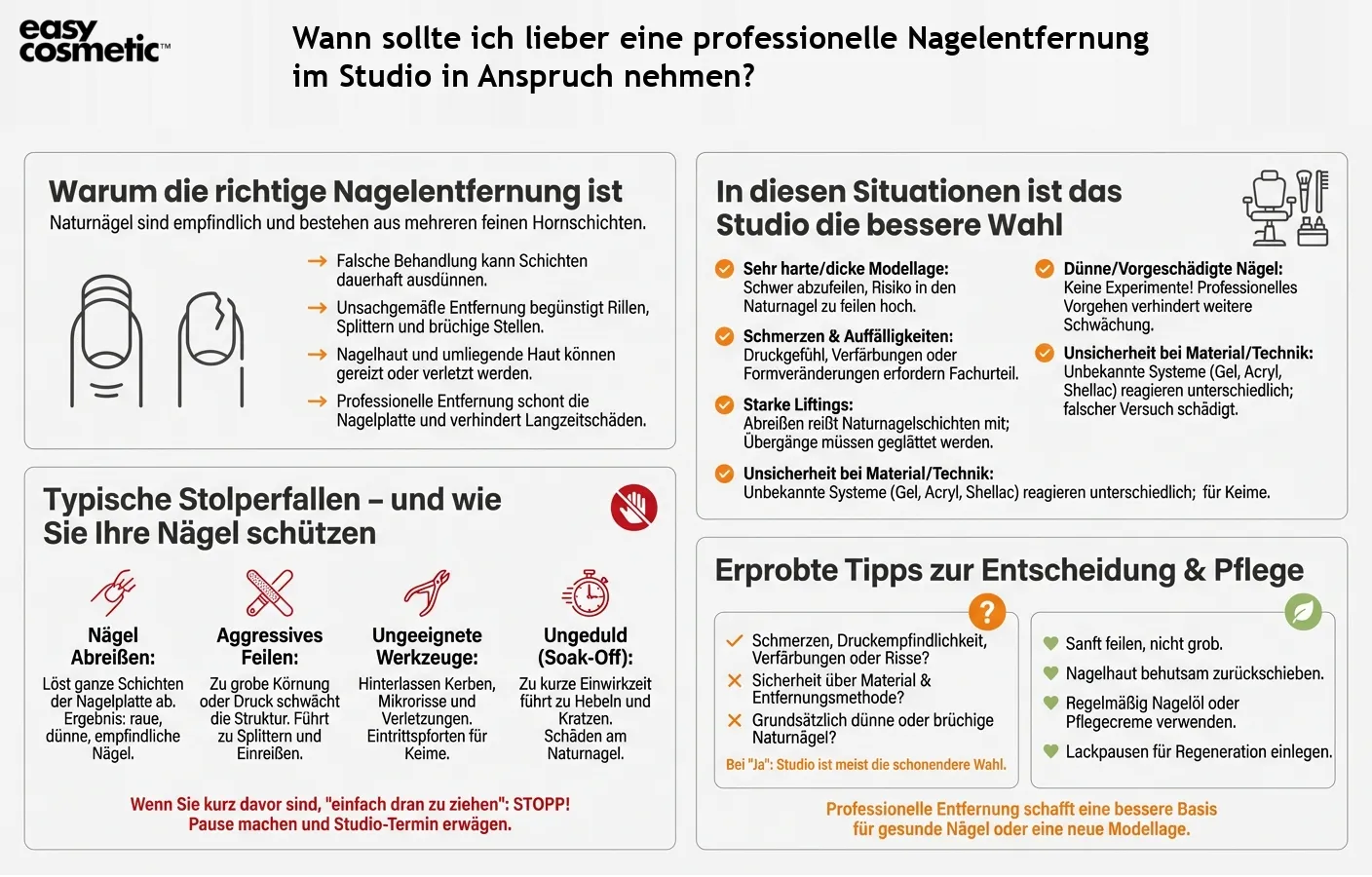 Wann sollte ich lieber eine professionelle Nagelentfernung im Studio in Anspruch nehmen?