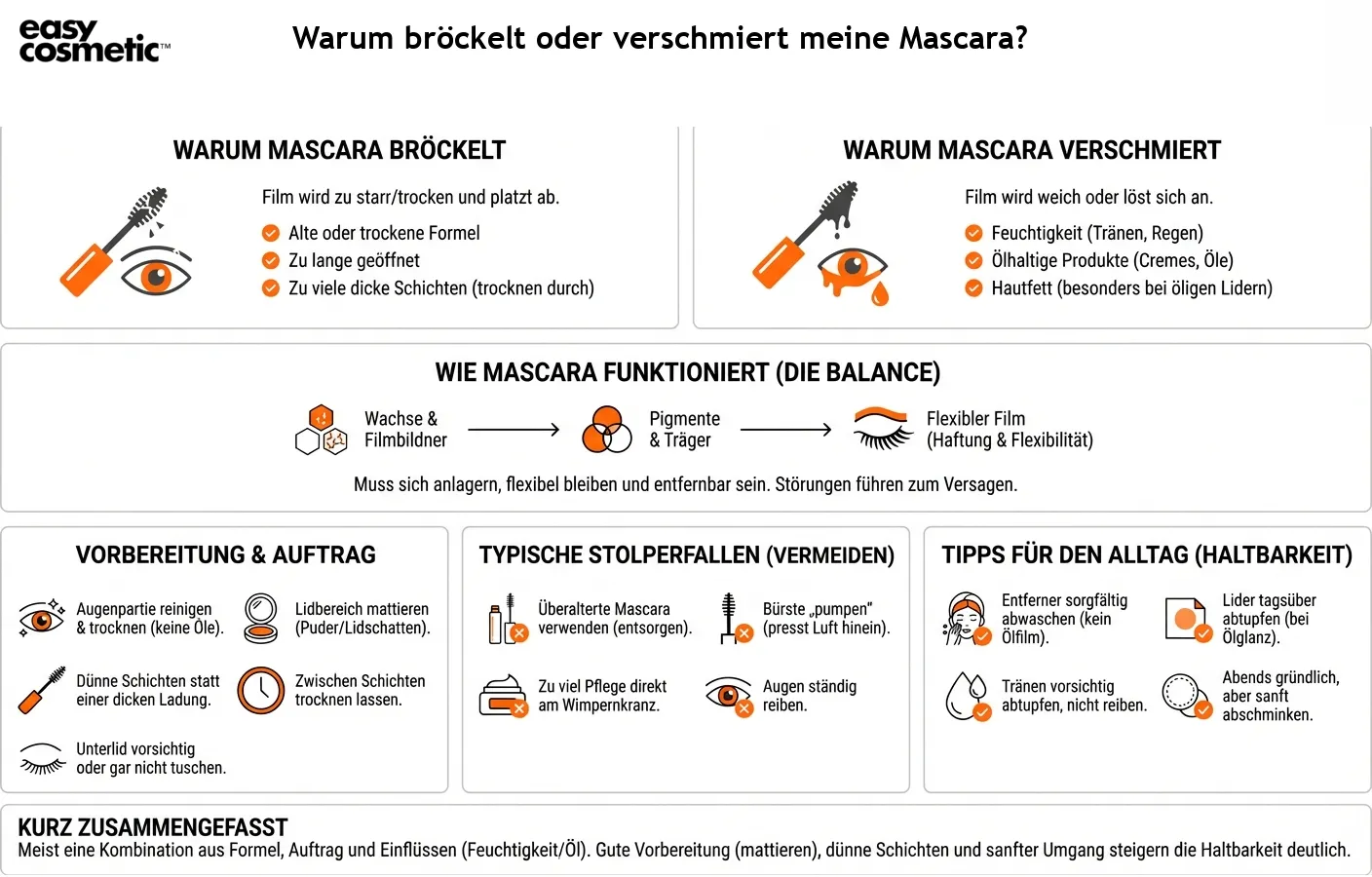 Warum bröckelt oder verschmiert meine Mascara?