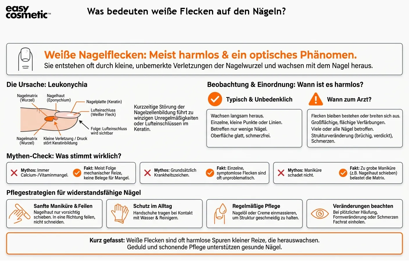 Was bedeuten weiße Flecken auf den Nägeln?