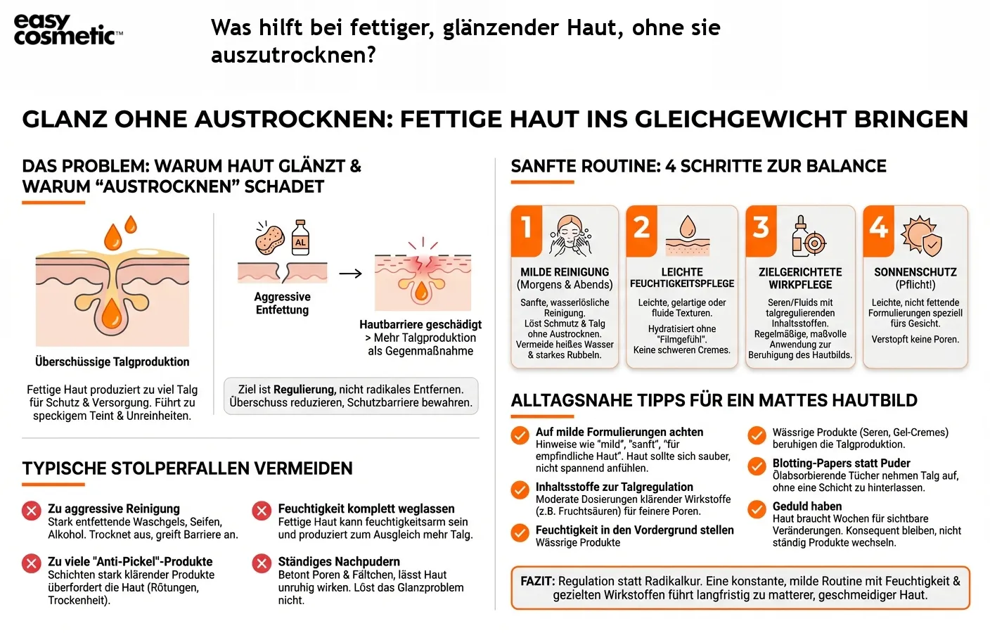 Was hilft bei fettiger, glänzender Haut, ohne sie auszutrocknen?