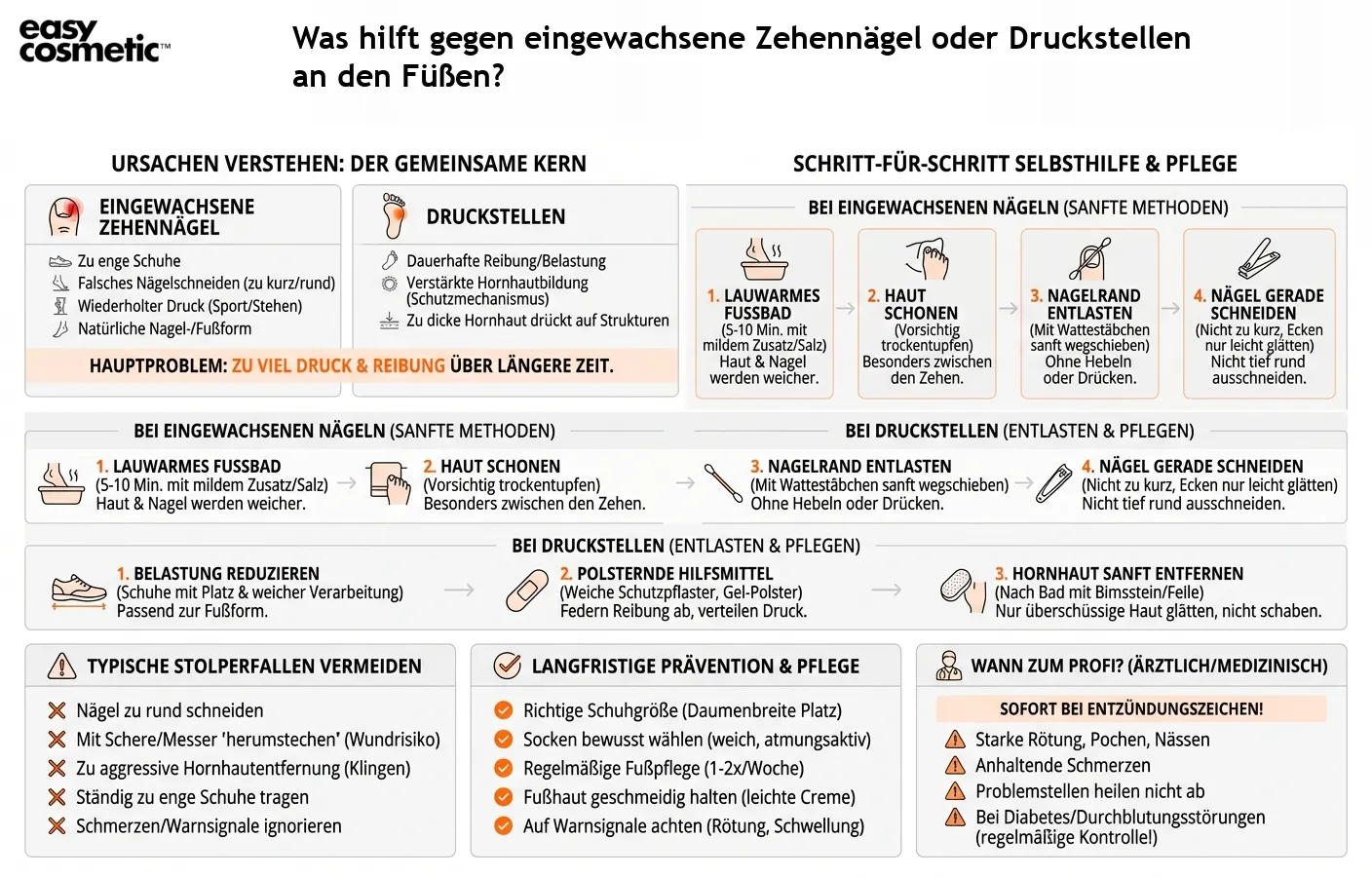 Was hilft gegen eingewachsene Zehennägel oder Druckstellen an den Füßen?