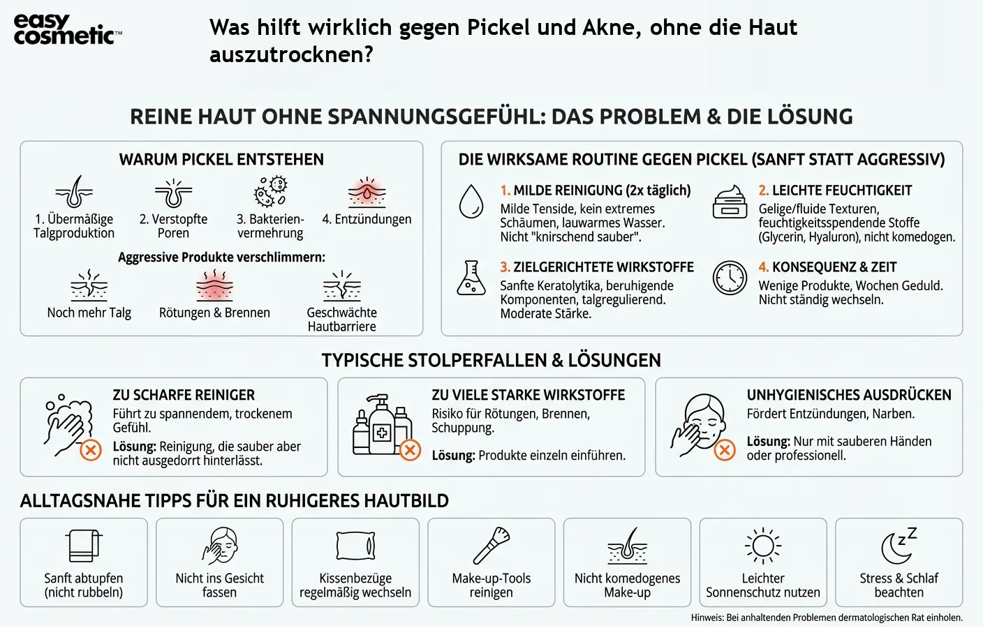 Was hilft wirklich gegen Pickel und Akne, ohne die Haut auszutrocknen?