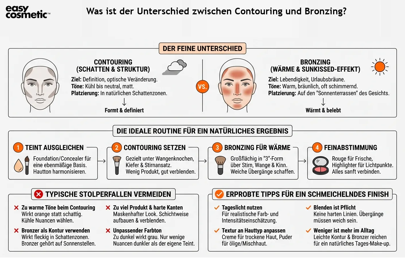 Was ist der Unterschied zwischen Contouring und Bronzing?
