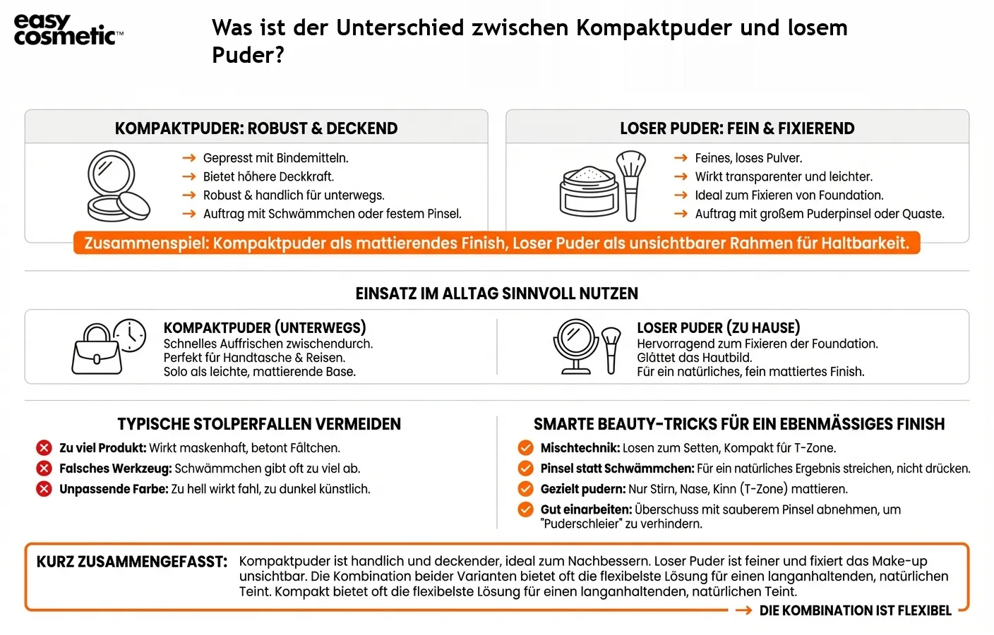 Was ist der Unterschied zwischen Kompaktpuder und losem Puder?