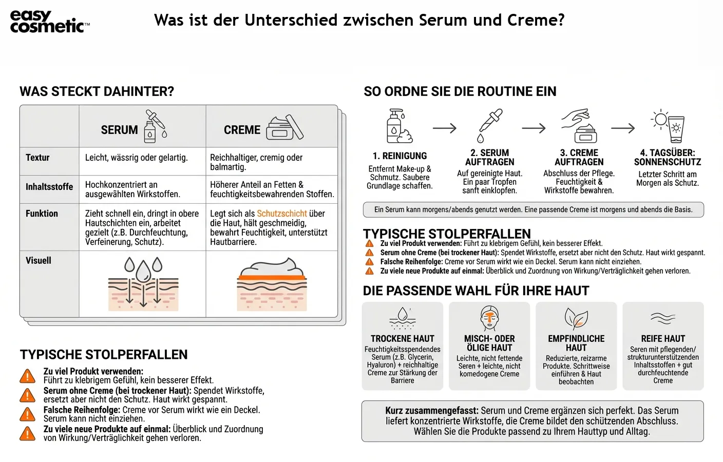 Was ist der Unterschied zwischen Serum und Creme?