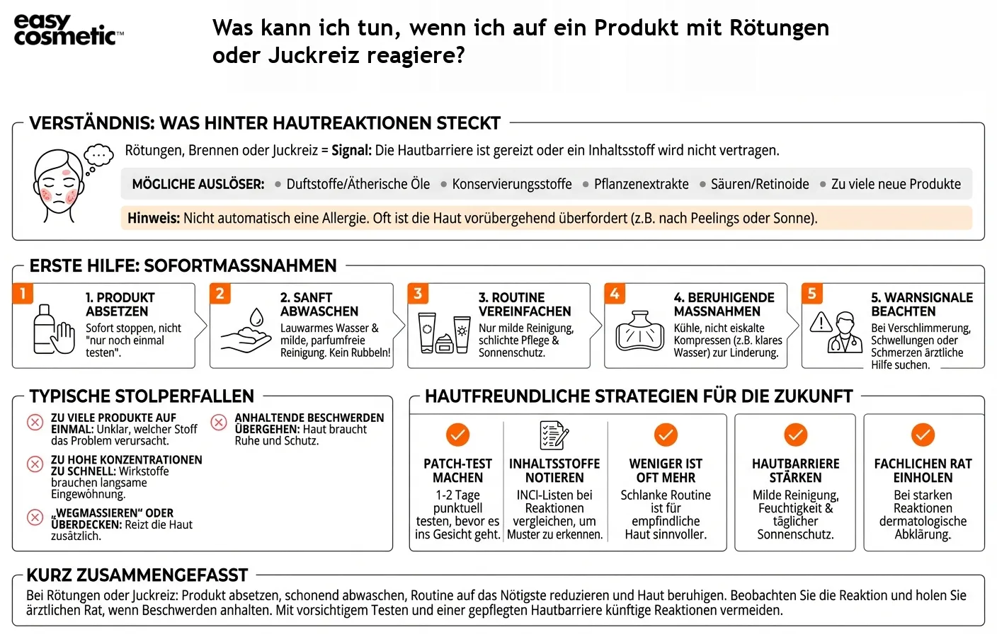 Was kann ich tun, wenn ich auf ein Produkt mit Rötungen oder Juckreiz reagiere?