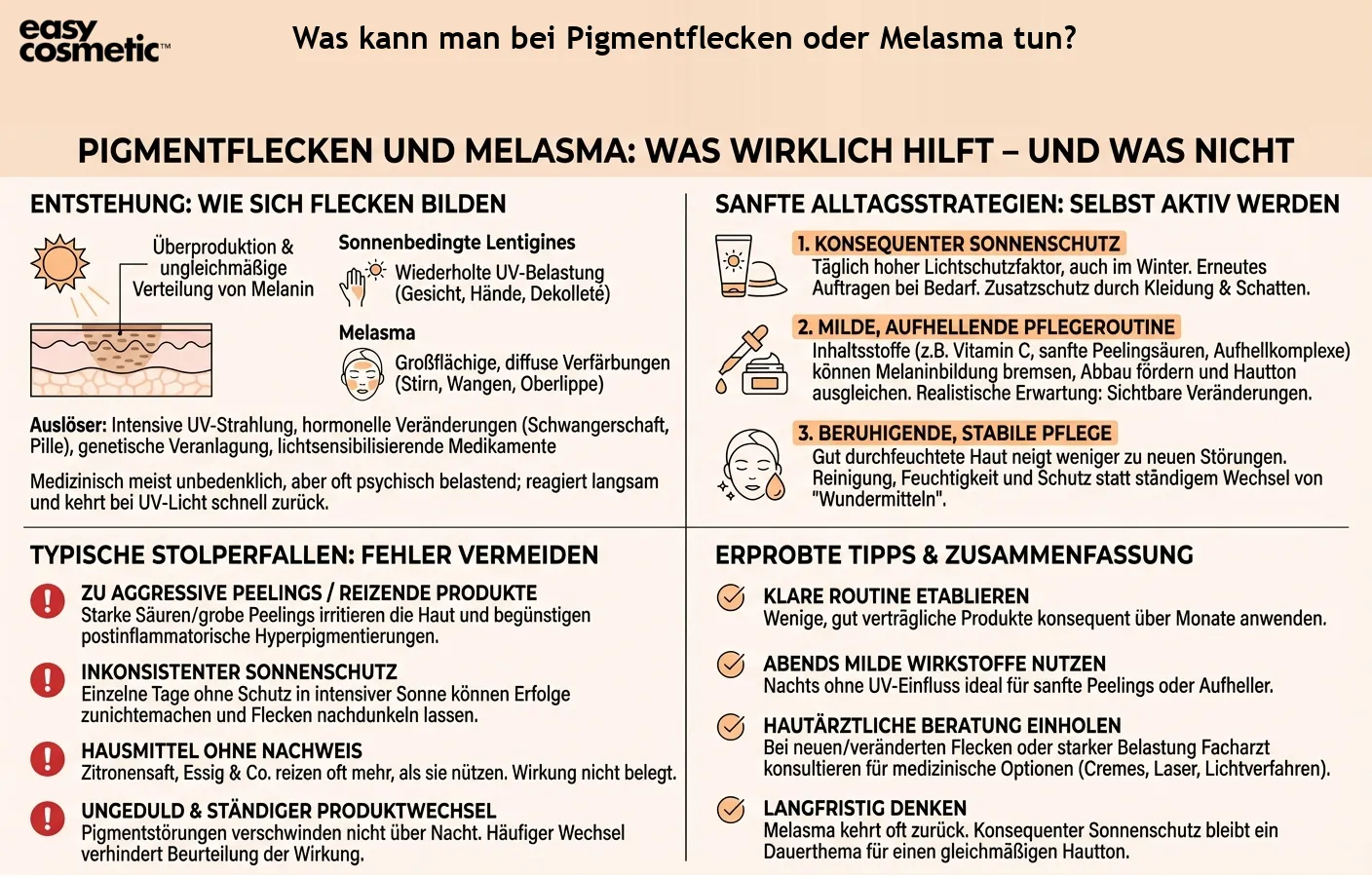 Was kann man bei Pigmentflecken oder Melasma tun?