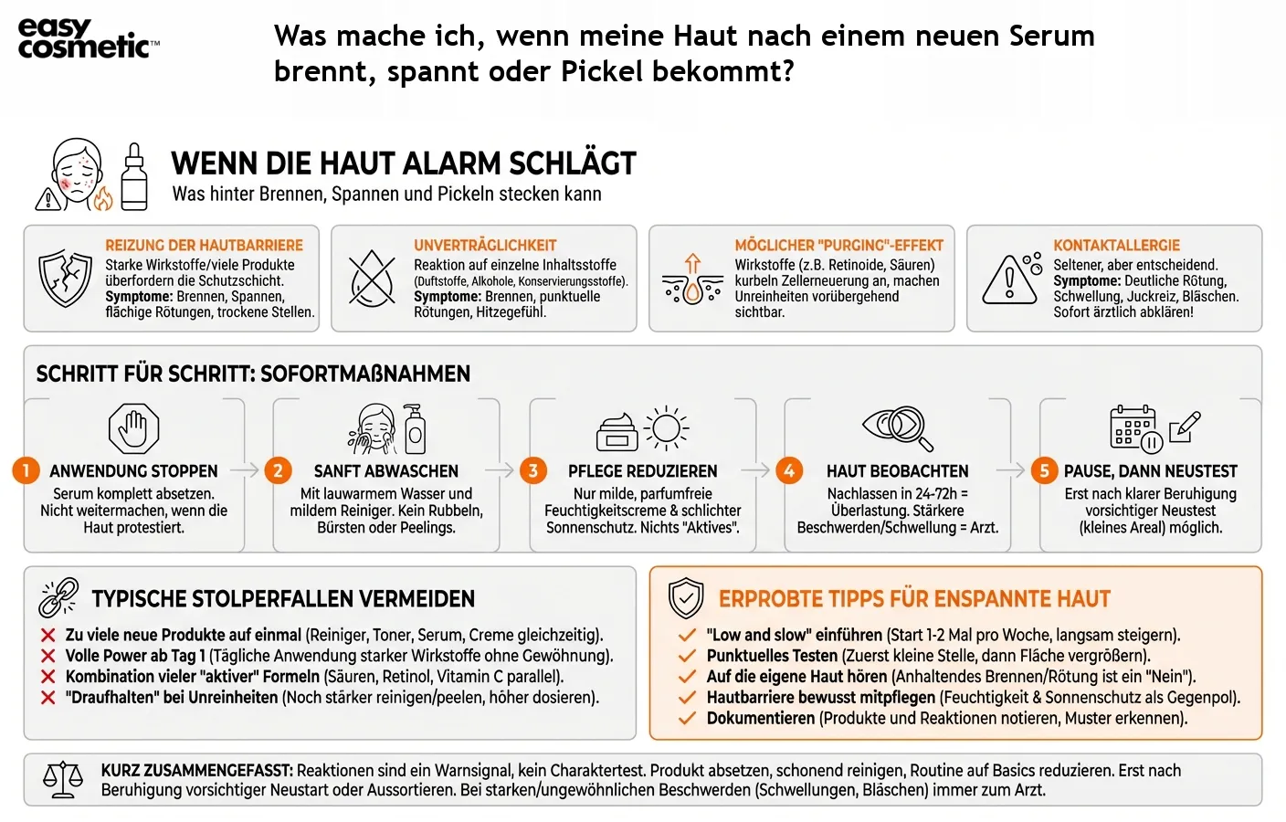 Was mache ich, wenn meine Haut nach einem neuen Serum brennt, spannt oder Pickel bekommt?