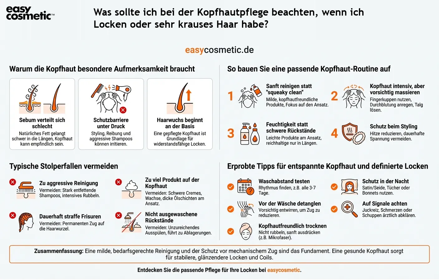 Was sollte ich bei der Kopfhautpflege beachten, wenn ich Locken oder sehr krauses Haar habe?