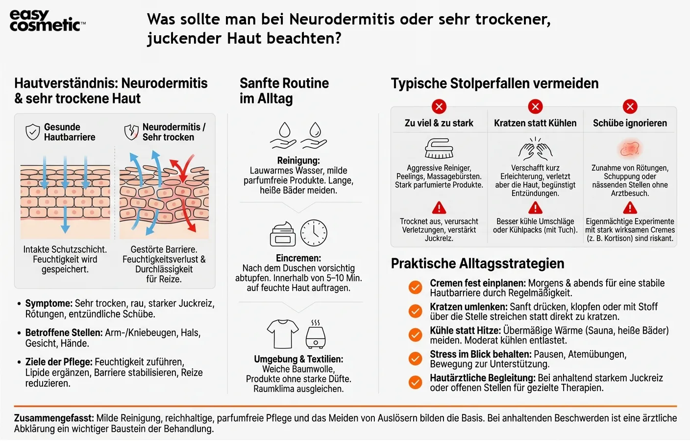Was sollte man bei Neurodermitis oder sehr trockener, juckender Haut beachten?