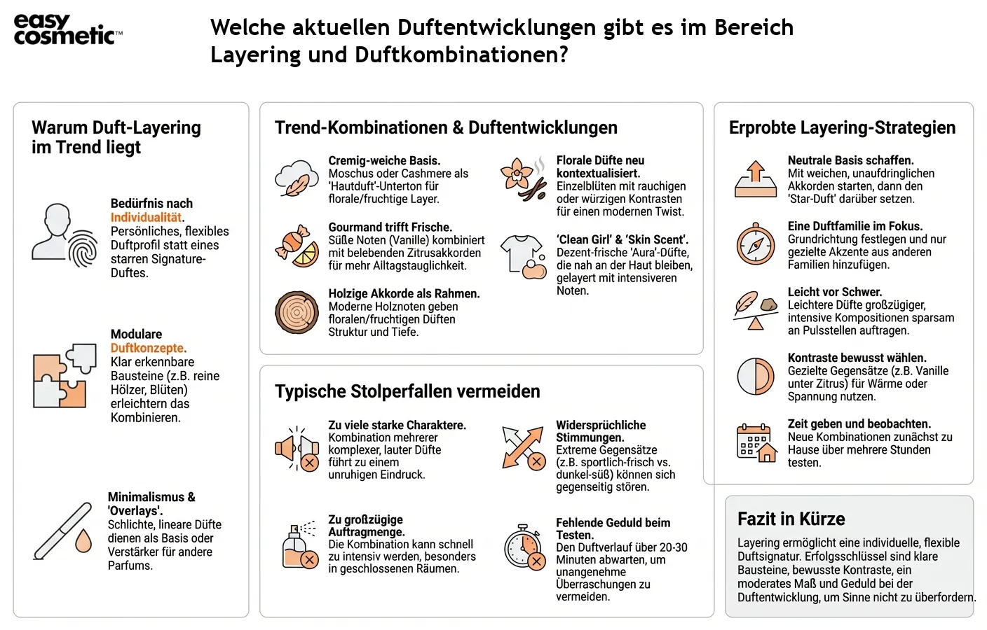 Welche aktuellen Duftentwicklungen gibt es im Bereich Layering und Duftkombinationen?