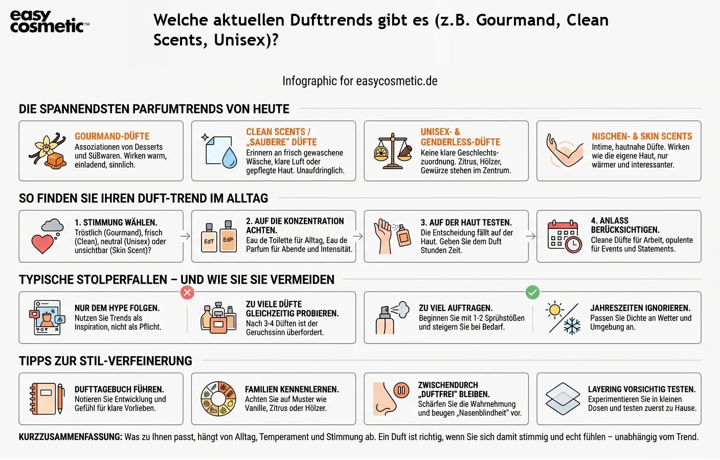 Welche aktuellen Dufttrends gibt es (z.B. Gourmand, Clean Scents, Unisex)?