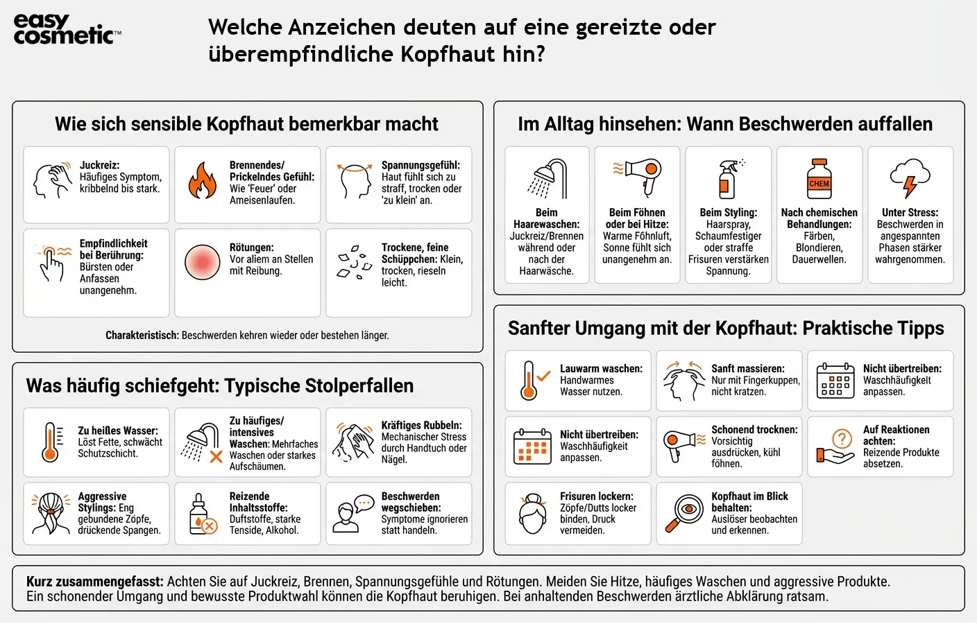 Welche Anzeichen deuten auf eine gereizte oder überempfindliche Kopfhaut hin?