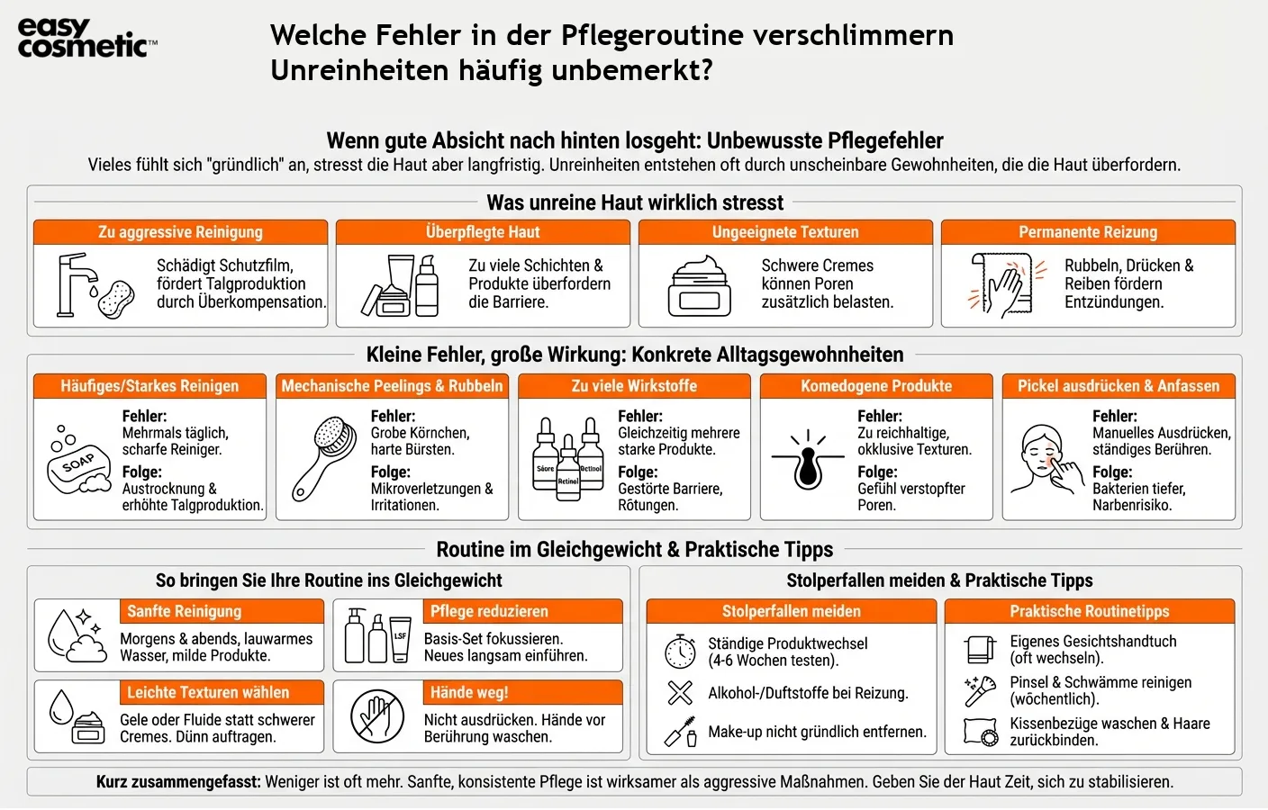 Welche Fehler in der Pflegeroutine verschlimmern Unreinheiten häufig unbemerkt?