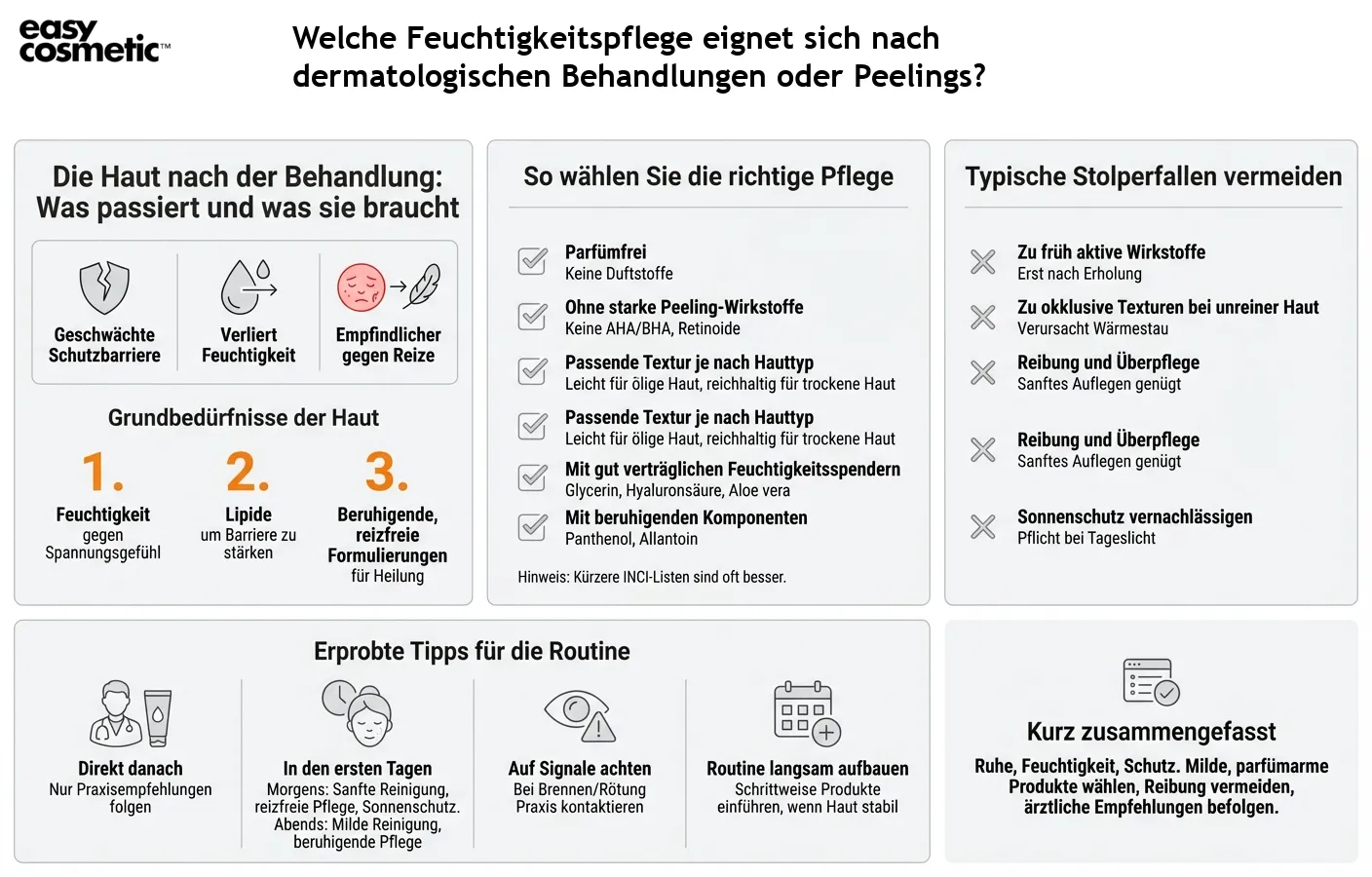 Welche Feuchtigkeitspflege eignet sich nach dermatologischen Behandlungen oder Peelings?