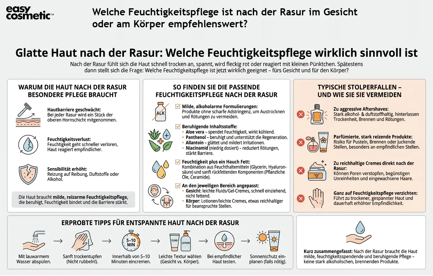 Welche Feuchtigkeitspflege ist nach der Rasur im Gesicht oder am Körper empfehlenswert?