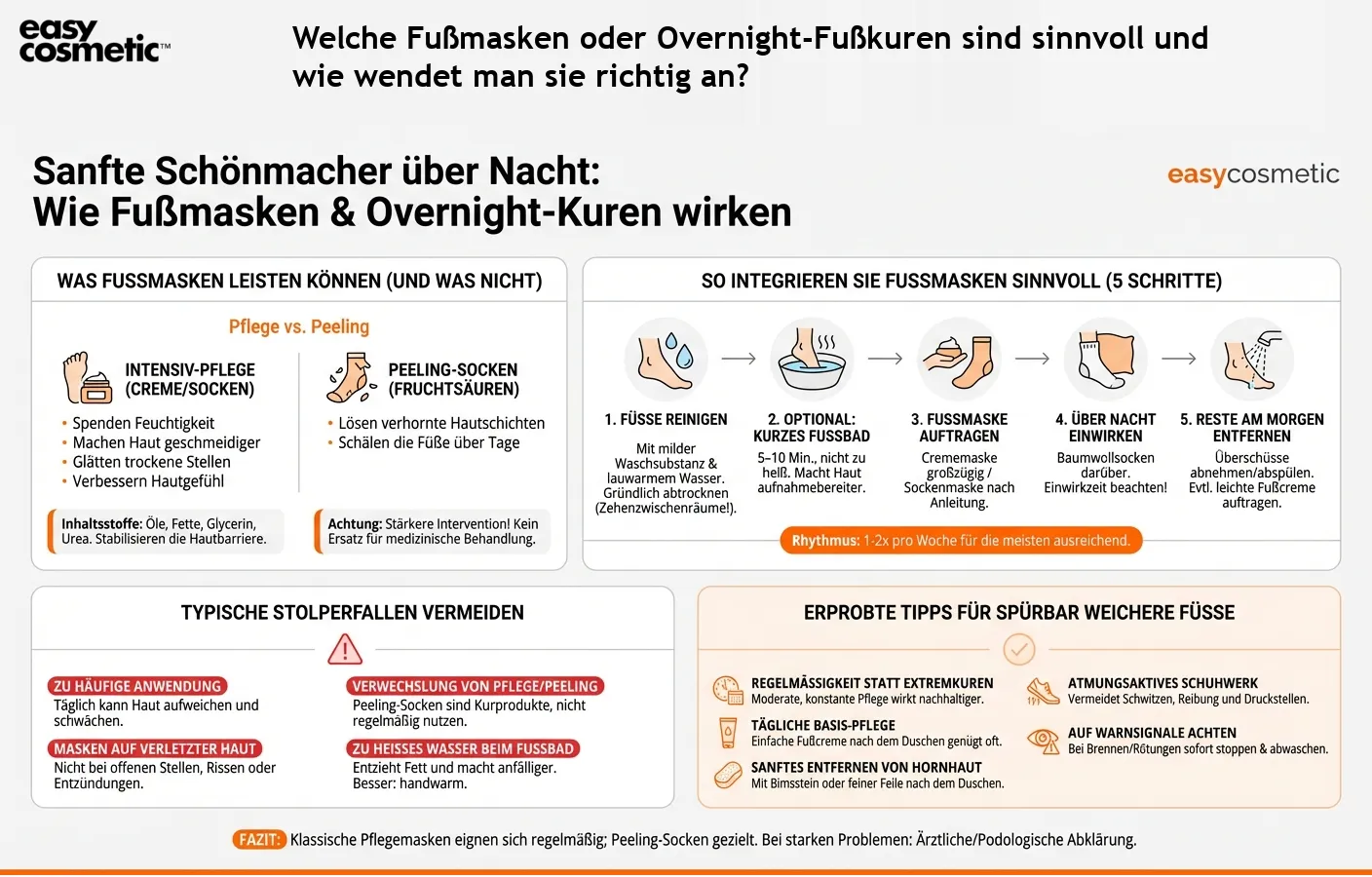 Welche Fußmasken oder Overnight-Fußkuren sind sinnvoll und wie wendet man sie richtig an?