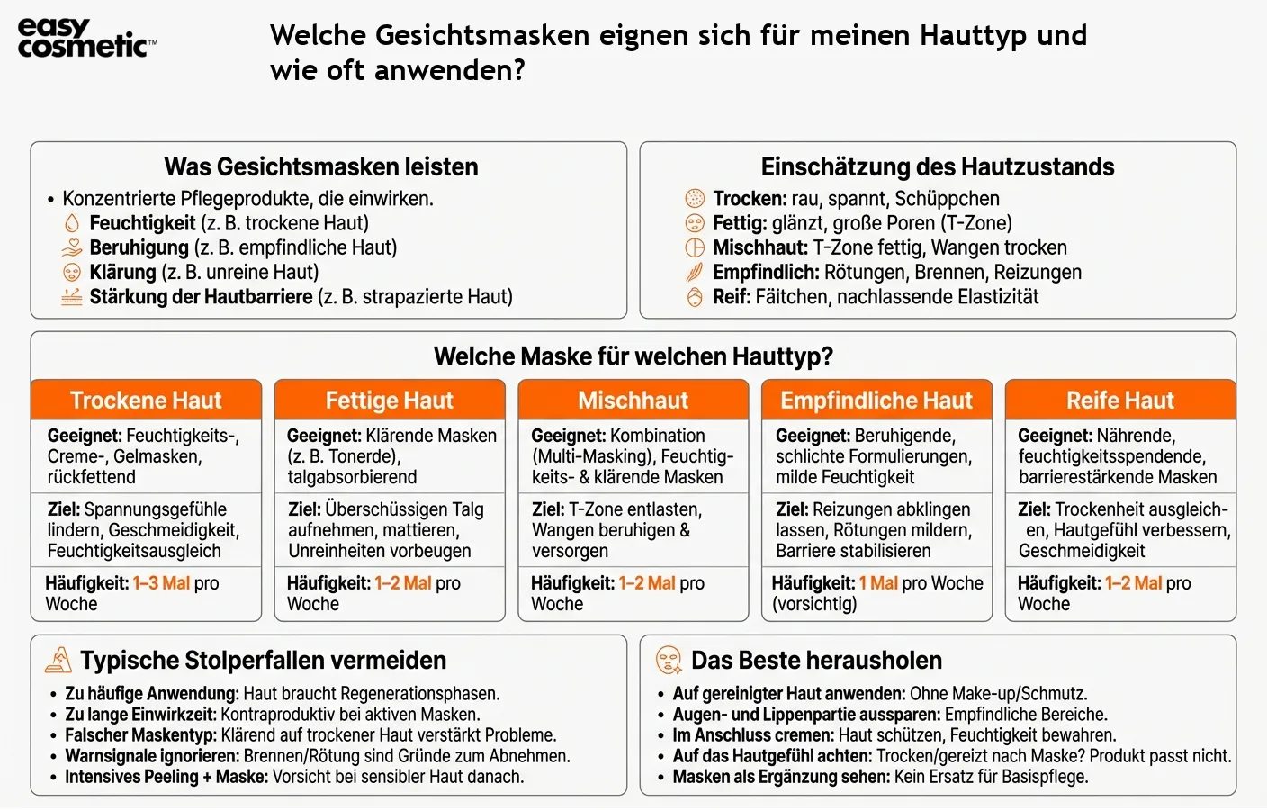Welche Gesichtsmasken eignen sich für meinen Hauttyp und wie oft anwenden?