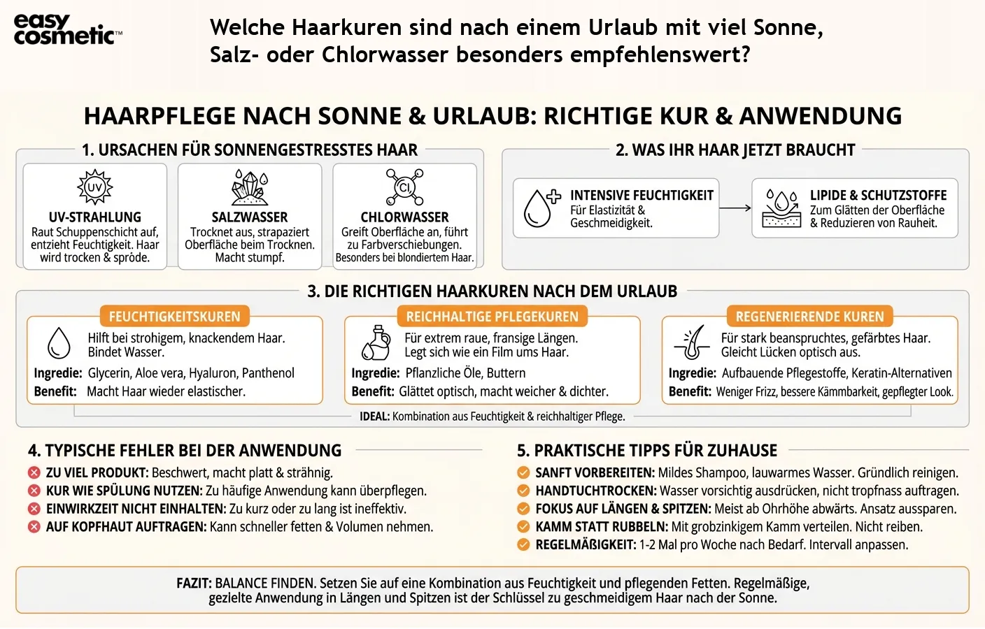 Welche Haarkuren sind nach einem Urlaub mit viel Sonne, Salz- oder Chlorwasser besonders empfehlenswert?