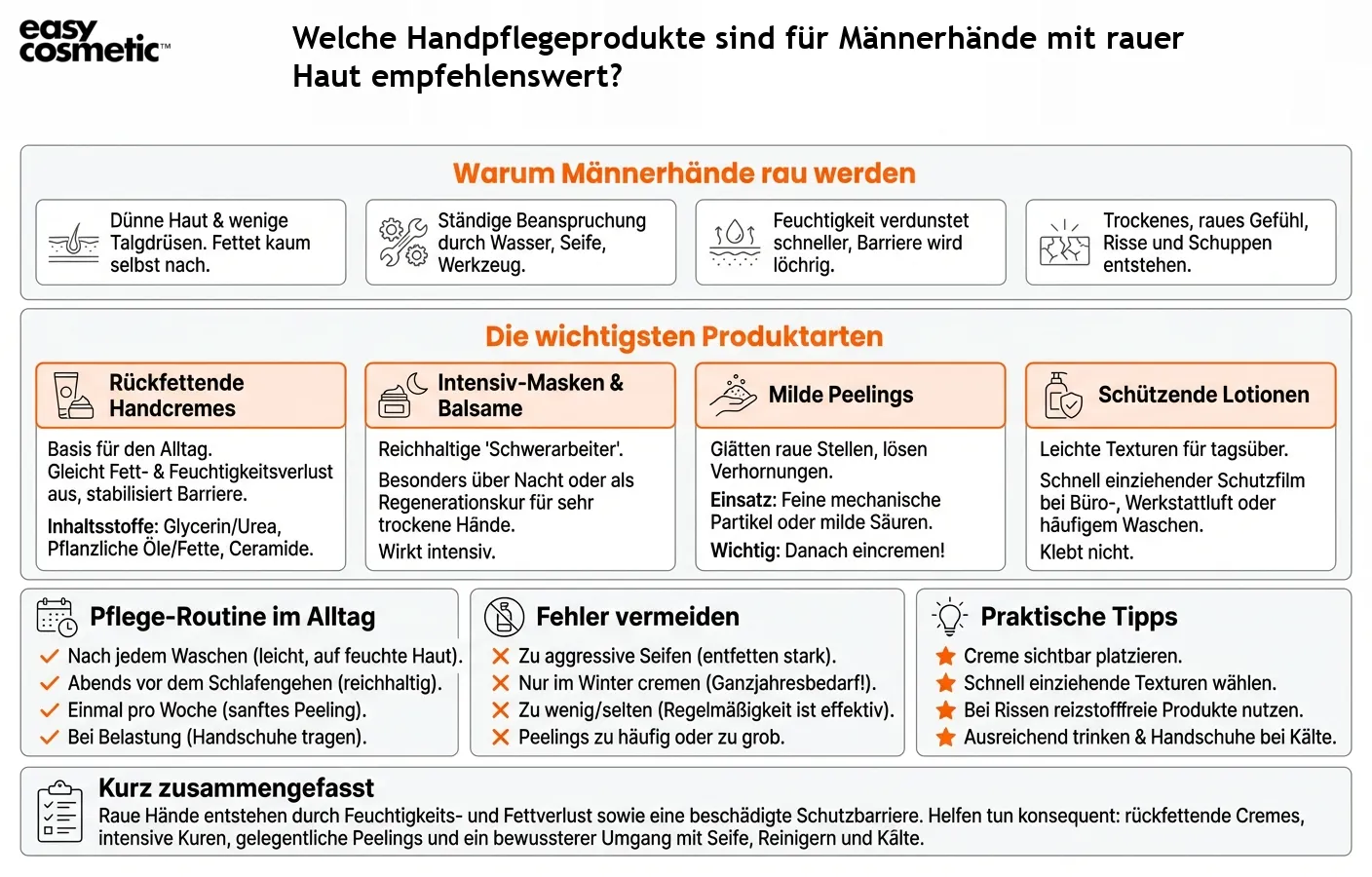 Welche Handpflegeprodukte sind für Männerhände mit rauer Haut empfehlenswert?