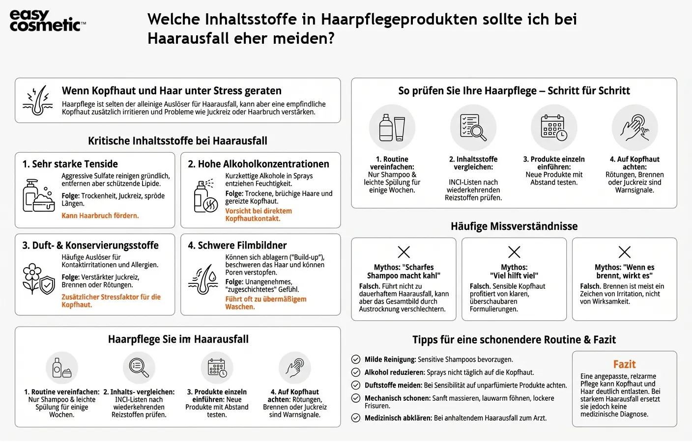 Welche Inhaltsstoffe in Haarpflegeprodukten sollte ich bei Haarausfall eher meiden?