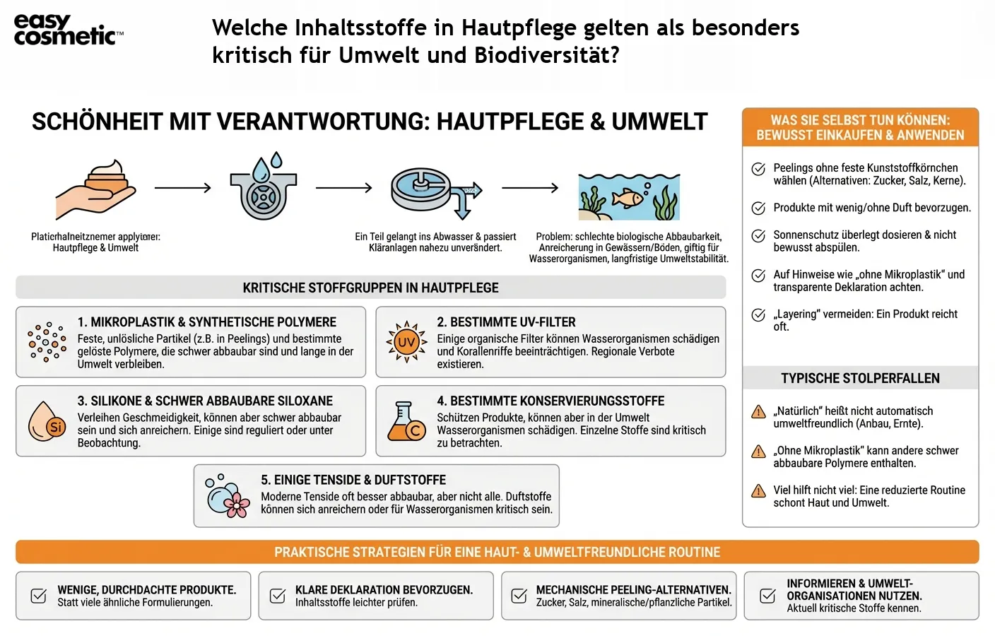 Welche Inhaltsstoffe in Hautpflege gelten als besonders kritisch für Umwelt und Biodiversität?