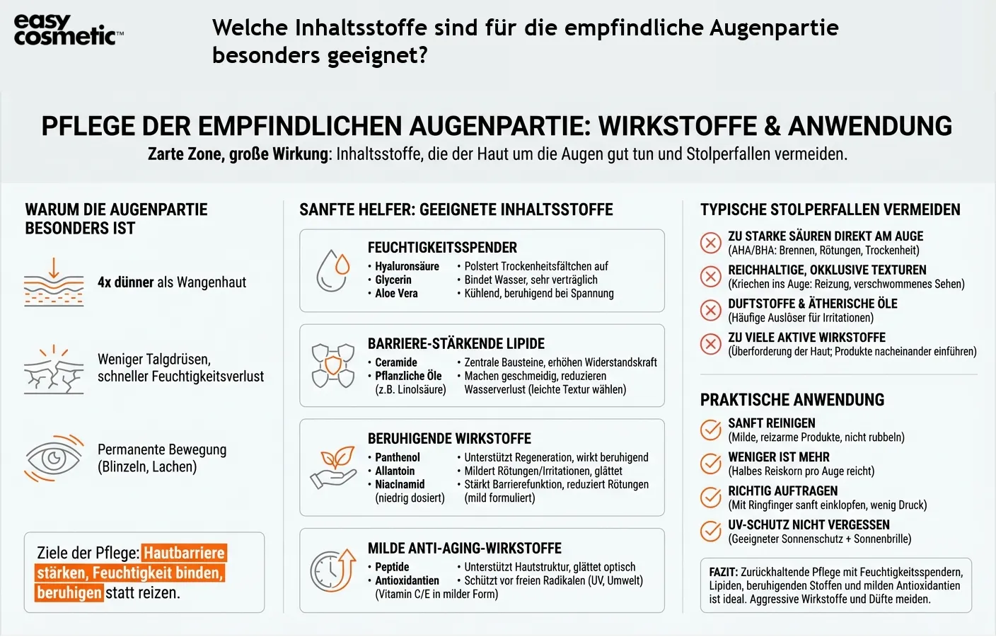 Welche Inhaltsstoffe sind für die empfindliche Augenpartie besonders geeignet?