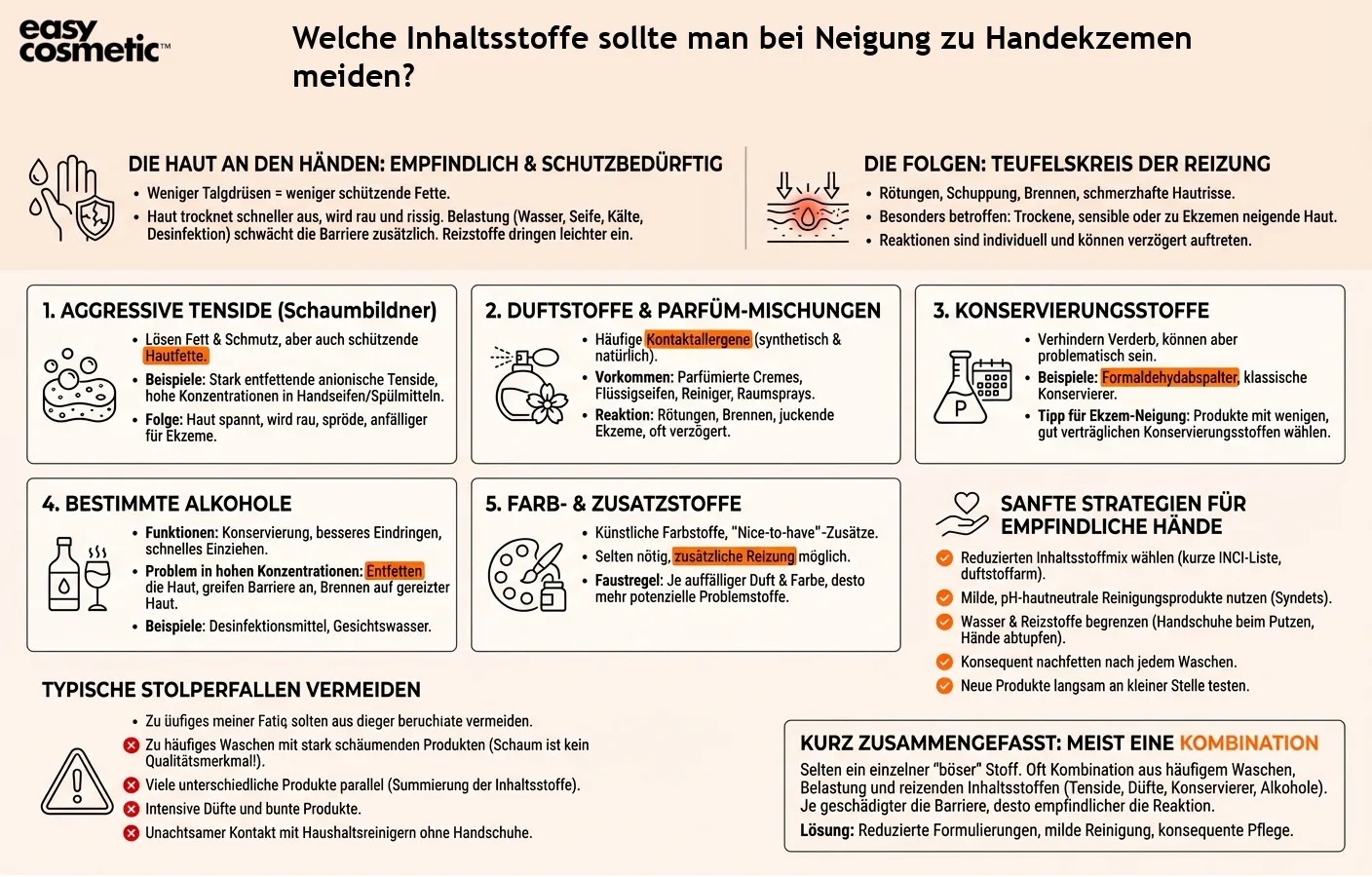 Welche Inhaltsstoffe sollte man bei Neigung zu Handekzemen meiden?