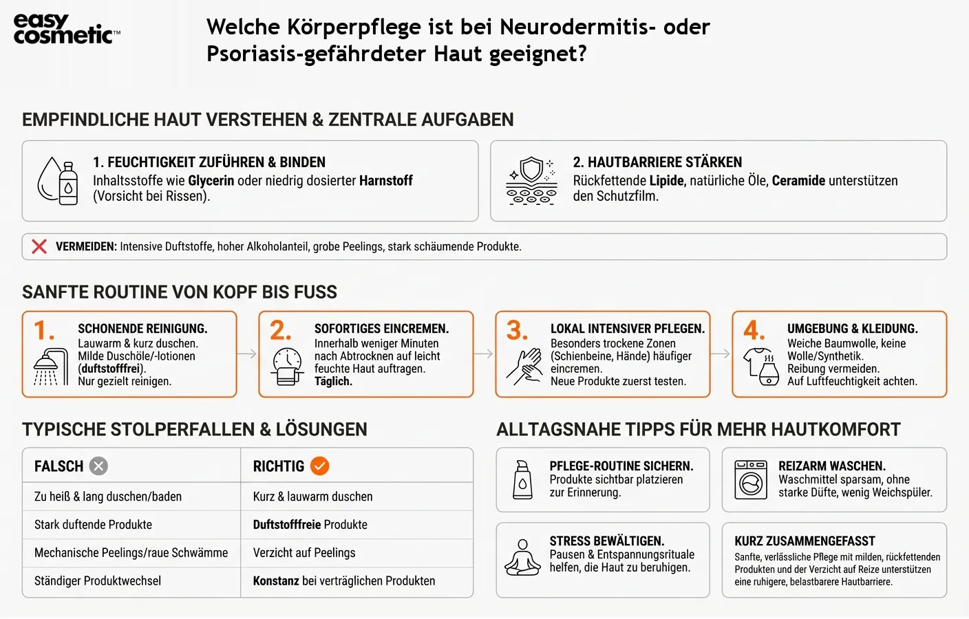Welche Körperpflege ist bei Neurodermitis- oder Psoriasis-gefährdeter Haut geeignet?