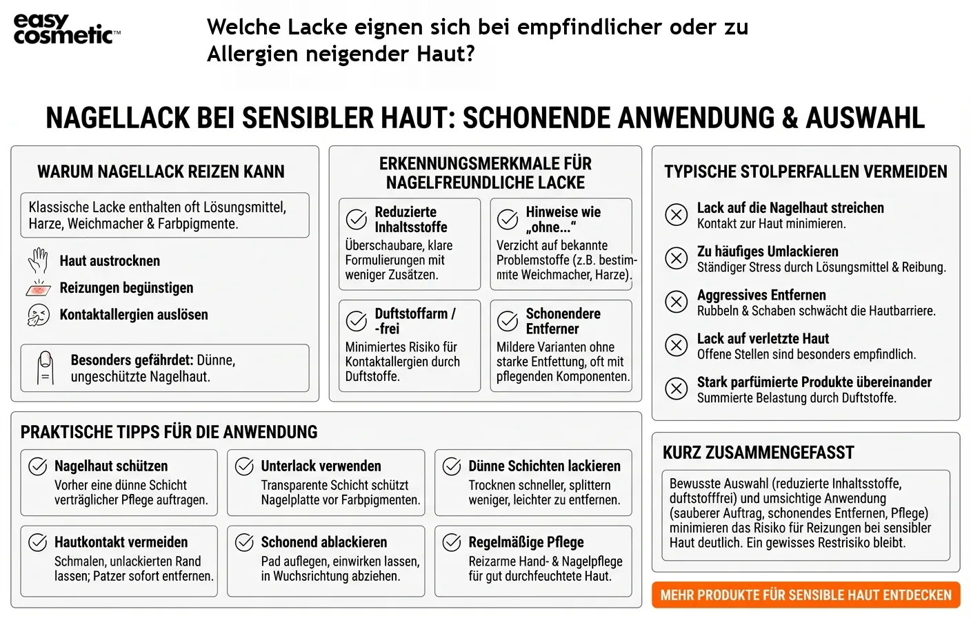 Welche Lacke eignen sich bei empfindlicher oder zu Allergien neigender Haut?